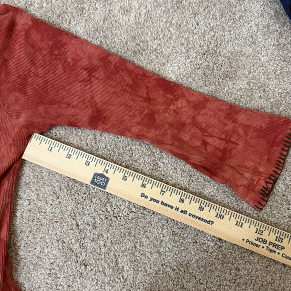 Me & Ko Red Tie Dye Henley Top Large Boho Ribbed Cotton USA Made Retro 60s - Picture 11 of 11